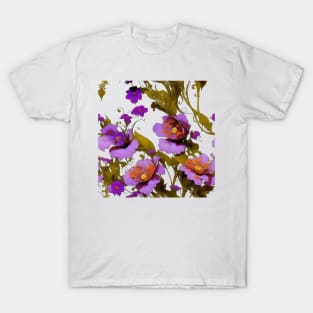 Art Nouveau Flower Illustration Texture T-Shirt